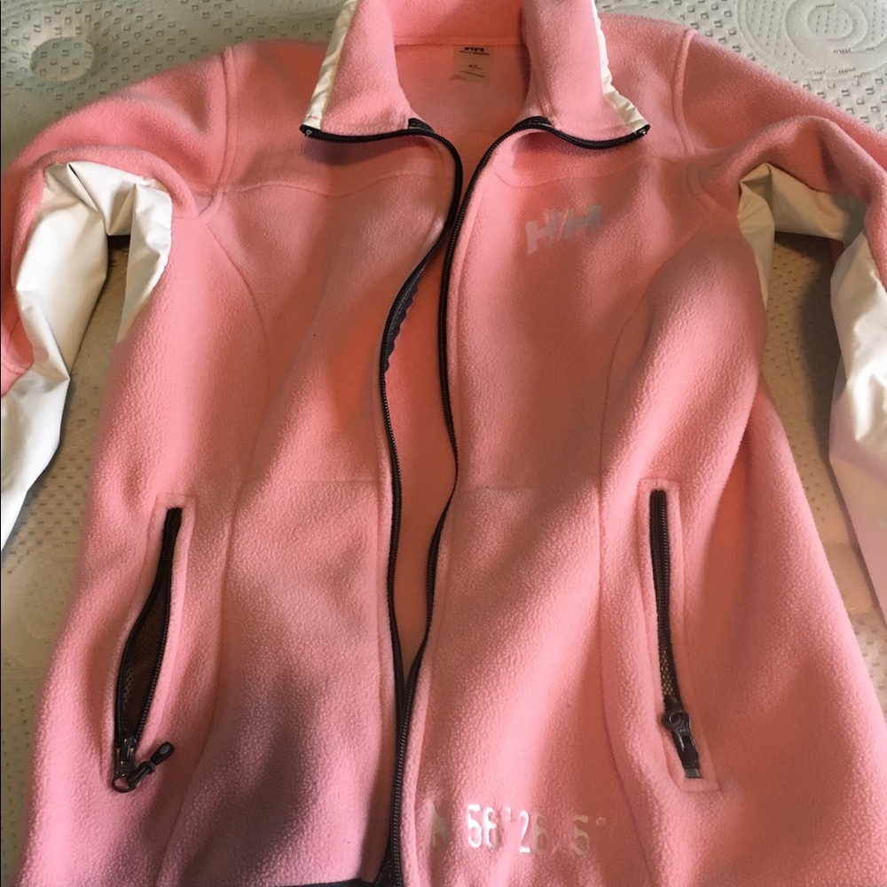 Pink and white full zip up